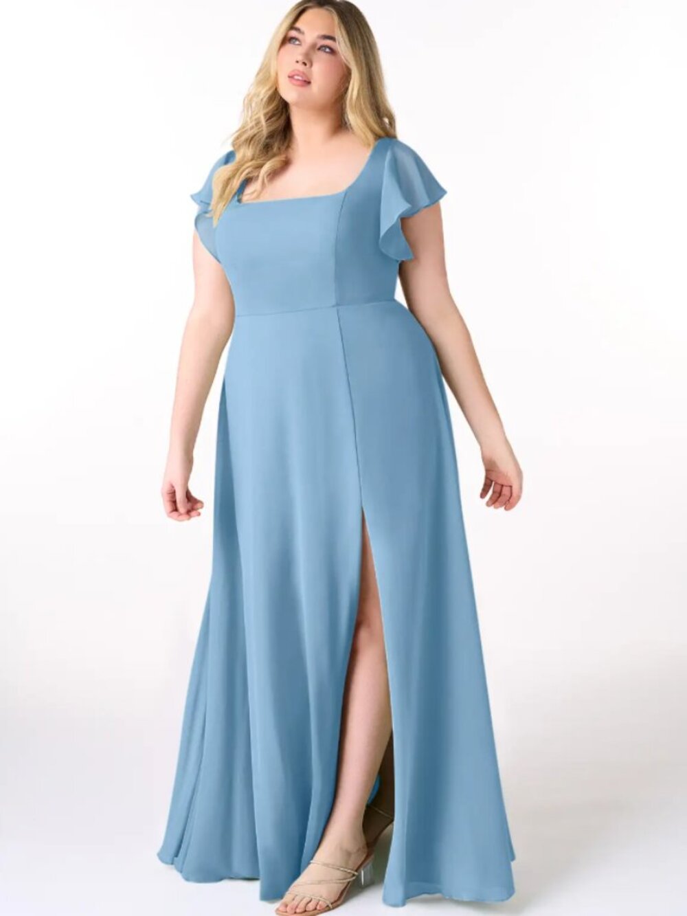 Azazie Bondi Steel Blue Bridesmaid Dress Size 16